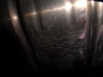 CARB California catalytic converter with inscribed information required for smog test verification
